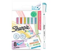 Sharpie S-Note Duo subrayadores pastel | Fantásticos resaltadores de dos puntas en tono pastel | Punta redonda y biselada para subrayardibujarapuntar y mucho más | 8 rotuladores