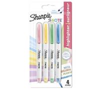 Sharpie Subrayadores S-Note – Punta biselada, colores pasteles surtidos, 4 rotuladores