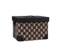 Sharplace Cesta de Almacenamiento Caja Organizador Contenedor Baúl con Tapa Asa Forro Acolchado Base Estable para Ordenar Ropa Juguetes Cosméticos Adecuada para, Negro Y Marrón, Mediano