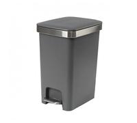 Sharplace Cubo de Basura con Pedal Rectangular Cubo Papelera Contenedor Tapa Apertura con Pedal Empotrado Tapado Limpio Estructura Compacta PP Apto para Cocina, Gris Oscuro, 15L