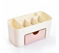 Sharplace Organizador de Escritorio con Cajón Deslizante Caja Contenedor de Almacenamiento Mueble Auxiliar Plástico PP y Cajón Protegido Apto para Hogar Oficina Tocador Baño, Rosa, 1 Unidad