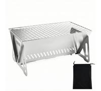 Sharplace Parrilla Plegable para Fogata Robusta | Portátil, Parrilla Leña con Rejilla Alambre, Estable, Estufa Plegable con Bolsa Almacenamiento, para Acampada, Grande