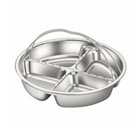 Sharplace Plato de Acero Inoxidable Seccionado para Control de Porciones Bandeja Tipo Vaporera Plato Resistente y Asa Antideslizante Adecuado para Cocina Casera Balanceada, Mango 316 4 Comp