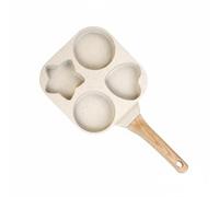 Sharplace Sartén Antiadherente para Desayuno Utensilio de Cocina de Aluminio para Cuatro Porciones Mango con Agujero para Colgar Cavidades Variadas Adecuada, Beige, Beige, Corazón Y Estrella