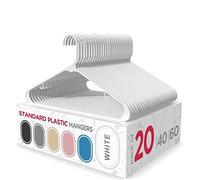 Sharpty Juego de 20 Perchas de plástico Ideales para Uso Diario (Blanco, 20 Unidades)