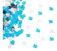 SHATCHI 28 g azul y plateado confeti de 30 cumpleaños de papel metálico con purpurina, decoración de fiesta de cumpleaños, 12 mm