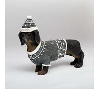 SHATCHI Figura de salchicha Wiener Wiener de 20 x 14 cm, estética, bonita mesa con forma de perro, vela decorativa navideña, regalo para amantes de los animales, cera, negra