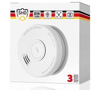 SHD Detector de Humo para Casa, Set 3 Alarma de Incendios, 10 Años de Garantía, Pila 9V, Probado por DIN EN14604 y Certificado por BSI, Alarma Inmediata y Rápida, Botón de Prueba/Silencio, Blanco