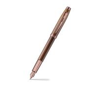 Sheaffer 100 9374 Coffee Edition - Pluma estilográfica marrón mate con banda media de PVD de color marrón real, punta media