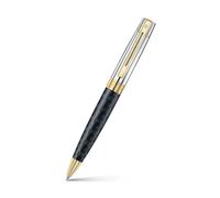 Sheaffer 300 - Bolígrafo de bola negro grabado - Bolígrafo giratorio con tapa cromada y acentos dorados, recargable, incluye caja de regalo, elegante lápiz de escritura