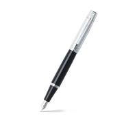 Sheaffer Pluma fuente 300 negro brillante, capuchón cromado brillante, adornos cromados, plumín medio
