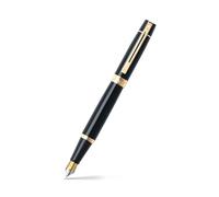Sheaffer 300 Glossy Black Fountain Pen with Gold Tone Trim and Medium Nib