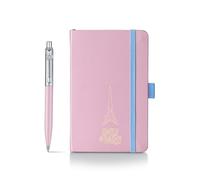 Sheaffer Sentinel Emily in Paris E321 - Bolígrafo, acabado mate rosa, adornos cromados, clip en forma de lazo (bolígrafo y cuaderno de tapa dura)