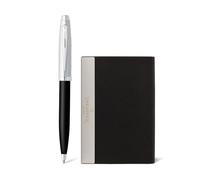 Sheaffer Set de regalo 100 9313 - Bolígrafo con tapa de cromo cepillado y estuche para tarjetas de visita y adornos cromados
