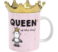 Sheepworld 48946 - Taza de café con diseño de corona (porcelana, 50 cm, tapa en forma de corona, caja de regalo)