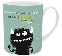 Sheepworld H:PPY life 74162 - Taza grande de porcelana, tamaño XL, 60 iseño de monstruo con texto en alemán
