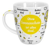 Sheepworld Taza con texto "Ohne Sonnenschein ist alles doof" | Porcelana, 45 cl, taza para café y té, taza con texto | 46509