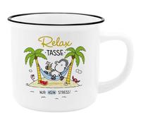 Sheepworld Taza con texto Relax | Taza con borde negro, 35 ltura 8,4 cm | regalo divertido para amigos | 74123