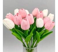 Shein 1/10/12/15 piezas de tulipanes artificiales - Múltiples colores disponibles, perfectos para la decoración de la sala de estar y la mesa del comedor. D