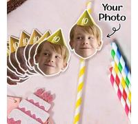 Shein 1/10/25/50/100/150 Piezas Pajitas de Papel Personalizadas con Tema de Rostro, Regalos de Cumpleaños, Despedida de Soltera, Decoraciones de Pajitas de