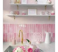 Shein 1/10/30 piezas Pegatinas de pared autoadhesivas con patrón de ladrillo rosa, azulejos adhesivos, papel tapiz impermeable para sala de estar, cocina, s