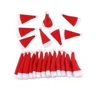 Shein 1/10 Sets Mini Gorros de Papá Noel Rojos, Gorros Navideños Pequeños Hechos a Mano, Decoración de Mesa para Fiesta Navideña Gorros Navideños Pequeños