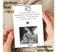 Shein 1/10 Tarjeta de felicitación con foto personalizada con sobre, adecuada para expresar amor, cumpleaños, nostalgia, aniversario y otras ocasiones - Reg