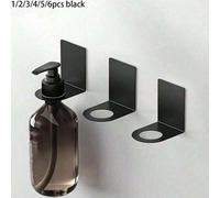 Shein 1/2/3/4/5/6 piezas Estante de almacenamiento de acero inoxidable negro montado en la pared sin taladro, ahorrador de espacio, soporte para gel de duch