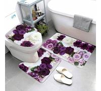 Shein 1/2/3/4 piezas Juego de baño de 4 piezas que incluye cortina de ducha, alfombra de baño, alfombra en forma de U, alfombra de inodoro, juego combinado,