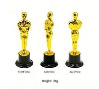 Shein 1/2/3/6/8/12 piezas Estatua de Trofeo Dorado - Trofeo de Estilo Oscar de Plástico, Utilizado para Decoración de Fiestas, Regalo de Agradecimiento, Cen