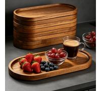 Shein 1/2/3 piezas Bandejas ovaladas de madera de palisandro de alta calidad - Platillos de madera multiusos, platos para postres, platos para comidas, band