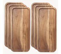 Shein 1/2/3 piezas Juego de bandejas de madera de acacia, bandeja rectangular para servir alimentos, bandeja de café, bandeja de exhibición, bandeja decorat
