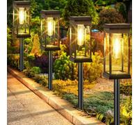 Shein 1/2/4/6/8/12 piezas de luces con efecto llama parpadeante alimentadas por energía solar para exteriores, luces solares tipo antorcha con 51 LED, ilumi