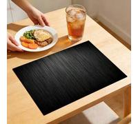 Shein 1/2/4/6/8/300 piezas Manteles individuales con estampado de rayas negras de lujo. Manteles de mesa de comedor de fibra de poliéster lavables a máquina