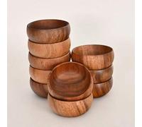 Shein 1/2/4/8 piezas Cuencos de madera de palisandro de varios tamaños - Bandeja de dip de calabaza tallada a mano - Cuenco de ensalada de madera redondo, a