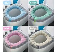 Shein 1/2/4 piezas Cubiertas de asiento de inodoro lavables de dos colores, ajuste universal, cálidas en todas las estaciones, engrosadas para mayor comodid