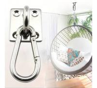 Shein 1/2/4 piezas Gancho de techo de alta resistencia, herraje colgante giratorio de 360° con grillete en forma de D, soporte de montaje de acero inoxidabl