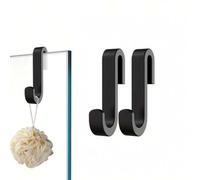 Shein 1/2/4 piezas Ganchos de plástico resistentes para puerta de baño, sin taladro ni adhesivo, multifunción para toalla, gorro de ducha y cepillo de limpi