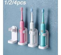 Shein 1/2/4 piezas Soporte para cepillo de dientes eléctrico, estante para cepillo de dientes montado en la pared sin taladro, se puede adherir firmemente a