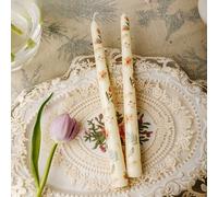Shein 1/2/4 piezas Velas largas hechas a mano de cera de soja con patrón de flor de iris de colores, decoración interior elegante, adecuadas para centro de