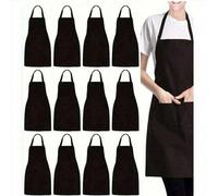 Shein 1/2/5 piezas Delantal a prueba de aceite con bolsillos, delantal de estilo simple con bolsillos, delantal de cintura engrosado, ropa de trabajo de coc