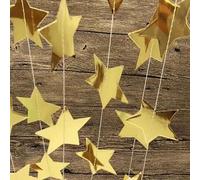 Shein 1/2/6/10 piezas Guirnalda de estrellas con brillo, Decoración colgante de corona de papel dorado y plateado brillante, Banderines triangulares de estr