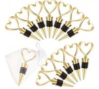 Shein 1/2/6/7 piezas (Tapón de vino + 1 bolsa de gasa) Tapones de botella de vino con forma de corazón, regalos de boda para invitados, tapones de vino de p