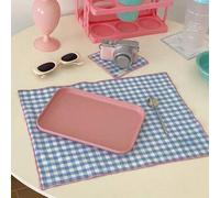 Shein 1/2/6 piezas Estilo Ins Minimalista Dulce Lindo Tela a Cuadros Azules Manteles Individuales Servilletas Almohadillas Decorativas para Cocina Sala de E