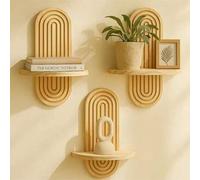 Shein 1-2 Estantes de pared modernos de madera en arco minimalista, soporte flotante geométrico para plantas, estante para plantas, estante de propagación d