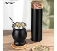 Shein 1/2 Juego de tazas de té matcha, que incluye taza de té matcha, taza, pajita, cepillo de limpieza, hecho de acero inoxidable de doble capa, se puede u