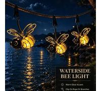 Shein 1/2 Paquetes de Luces Colgantes con Clip de Abeja Alimentadas por Energía Solar, Lámparas Colgantes de Abeja Amarilla Lindas con Resorte Elástico, IP4