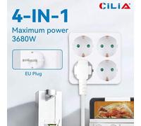 Shein 1/2 Piezas Base Schuko de Superficie con 4 Tomas, 250V/16A, Blanco, Portátil para Uso Doméstico, Oficina y Universidad