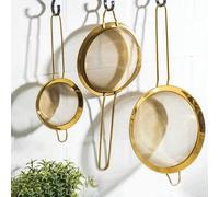 Shein 1/2 piezas Colador de malla fina dorado, Tamiz de harina dorado para hornear, Filtro de acero inoxidable, Colador de té matcha dorado, Separador de sa