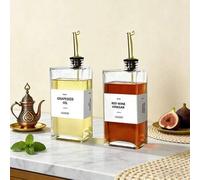 Shein 1/2 piezas Dispensador de aceite de oliva y vinagre de vidrio grueso rectangular, utensilios de cocina, dispensador de aceite de oliva de vidrio, conj